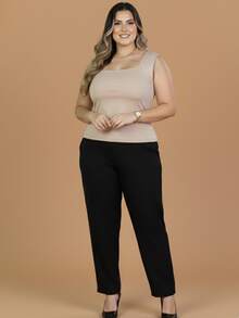Women's Plus Size Tank Top With Square Neckline, Lined, Elegant - Omong-omong - View 1