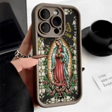 Flores clásicas de la Virgen MaríaFunda estampada para teléfono, compatible con modelos como 16E/15/14/13/12/11/PRO/PLUS/PROMAX/MINI, S/A/M/NOTE, S/G/EDGE/E, Transition SPARK/HANTOM/CAMON/INFINIX, Honor 400/PLAY/X/Y, OPPO Reno/A/F, 14/Redmi/POCO/NOTE y otros. Transparente, sencilla, elegante y duradera, fabricada con material protector de TPU. Ideal para San Valentín, Halloween, Navidad y otras ocasiones festivas, ideal para uso personal o como regalo. - Negro - Ver 3