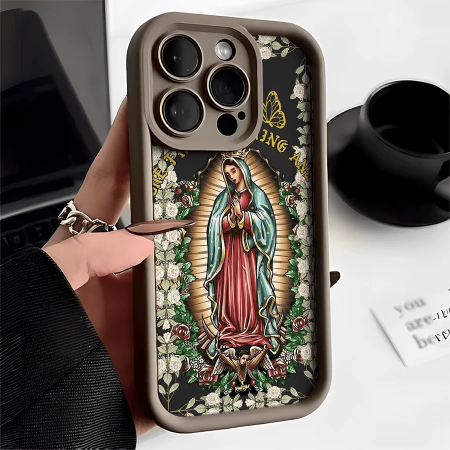 Flores clásicas de la Virgen MaríaFunda estampada para teléfono, compatible con modelos como 16E/15/14/13/12/11/PRO/PLUS/PROMAX/MINI, S/A/M/NOTE, S/G/EDGE/E, Transition SPARK/HANTOM/CAMON/INFINIX, Honor 400/PLAY/X/Y, OPPO Reno/A/F, 14/Redmi/POCO/NOTE y otros. Transparente, sencilla, elegante y duradera, fabricada con material protector de TPU. Ideal para San Valentín, Halloween, Navidad y otras ocasiones festivas, ideal para uso personal o como regalo. - Marrón - Ver 1