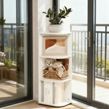 Mesa De Centro Estantería De Madera Mesa Auxuliar Estantes Librero Organizador de Madera de 3 Niveles para el Hogar, Sala de Estar, Estudio - Blanco - Ver 5