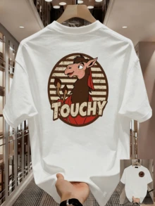 Men's Pure Cotton T-Shirt, Printed Short Sleeve Pure Cotton T-Shirt, Pure Cotton Texture, Slim Fit, Streetwear Style, Men's Hoodie - 白色 - 查看 8
