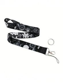 1 buc Șnur drăguț cu floarea-soarelui cu suport pentru card de identitate, Șnur negru pentru gâtul profesorului pentru chei și breloc cu breloc, potrivit pentru carduri de acces, carduri de masă, carduri de autobuz, abonamente etc., idee de cadou excelentă pentru femei, asistente medicale, profesori, personal