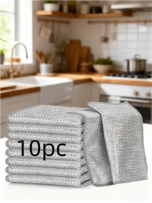 5片装/10片装单面/双面银色洗碗布 无油家用洗碗布 厨房清洁布 双面银色洗碗布 - 彩色 - 查看 7