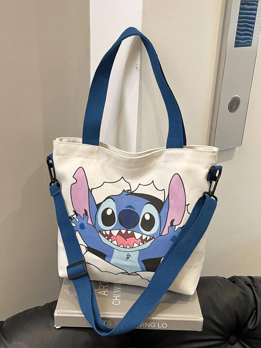 Túi vải canvas Disney Stitch, in hình Stitch dang rộng vòng tay dễ thương, dung tích lớn và thoải mái, phù hợp đựng sách/máy tính xách tay, tuyệt vời cho thanh thiếu niên/bé gái/phụ nữ, người hâm mộ phim hoạt hình Disney, lý tưởng cho trường học/công việc/mua sắm/du lịch/các dịp thường ngày, vật dụng thiết yếu và món quà hoàn hảo cho sinh nhật/ngày lễ/các sự kiện đặc biệt.