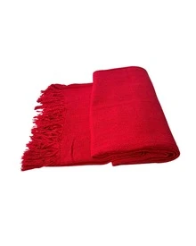 Set Of 2 Throws For Sofa Or Bed, 100% Cotton, Size 210x120, Decorative And Protective Cover For A New And Elegant Home - 紅色 - 查看 5