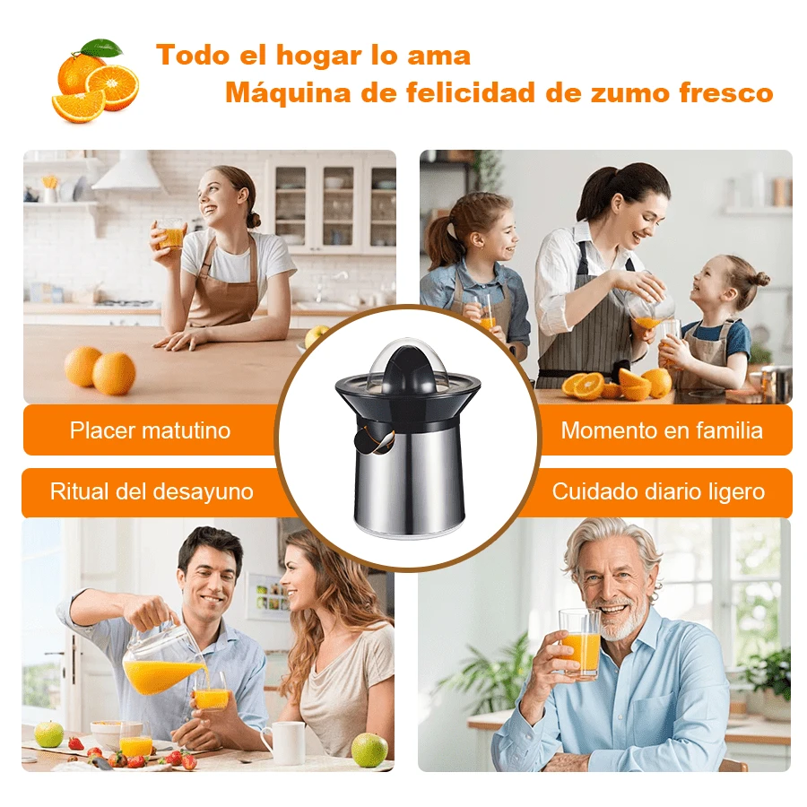 Máquina de Exprimir Zumo Eléctrica 300ML - Separador de Pulpa, Sin Agua, Portátil Multifunción para Cítricos (Limón/Naranja) Hogar - Tipo de Enchufe A USA (110-127V) - Ver 1