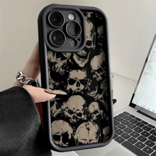 Esqueleto oscuroFunda estampada para teléfono, compatible con modelos como 16E/15/14/13/12/11/PRO/PLUS/PROMAX/MINI, S/A/M/NOTE, S/G/EDGE/E, Transition SPARK/HANTOM/CAMON/INFINIX, Honor 400/PLAY/X/Y, OPPO Reno/A/F, 14/Redmi/POCO/NOTE y otros.Transparente, sencilla, elegante y duradera, fabricada con material protector de TPU.Ideal para San Valentín, Halloween, Navidad y otras ocasiones festivas, ideal para uso personal o como regalo. - Blanco - Ver 8