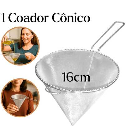 Coador ultrafino 805P Filtro de óleo 16-12cm cônico multiuso aço inox filtrar óleo café chá e caldo