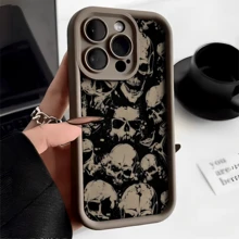 Esqueleto oscuroFunda estampada para teléfono, compatible con modelos como 16E/15/14/13/12/11/PRO/PLUS/PROMAX/MINI, S/A/M/NOTE, S/G/EDGE/E, Transition SPARK/HANTOM/CAMON/INFINIX, Honor 400/PLAY/X/Y, OPPO Reno/A/F, 14/Redmi/POCO/NOTE y otros.Transparente, sencilla, elegante y duradera, fabricada con material protector de TPU.Ideal para San Valentín, Halloween, Navidad y otras ocasiones festivas, ideal para uso personal o como regalo. - Blanco - Ver 3