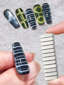 12pcs Y2K Style Nail Gel Magnetic Tools, Cat Eye Nail Strong Magnet, DIY Crocodile Leather Texture Nail Art - Multicolor - View 2