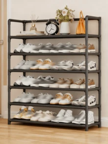 1pc Multi-Layer, Multi-Functional High-Capacity Shoe Rack, Space-Saving And Easy To Assemble, Entryway Storage Shelf For Home, Dormitory Or Living Room, Sneaker Display Stand (Available In Black And White) - Multicolor - View 1