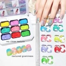 Simwey Spring Back-To-School Nail Accessory Pairing Items / 9 Kinds Of Matte Graffiti Gels, Semi-Fluid / Styling / Sculpting / Graffiti / Painting, No Wiping Needed, Gentle On Nails, Soft Texture, Suitable For DIY Nail Art And Nail Salon Designs, Christmas Gifts, Thanksgiving Gifts, Christmas Gifts For Women, Back-To-School Season Gifts. - Keo sơn dầu mờ - Xem 1