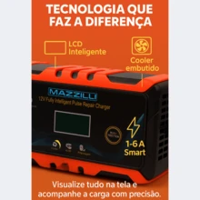 Carregador Bateria Bivolt Portatil 12v Moto Carro 15ah-100ah - Vermelho - Visão 7