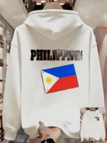 Sudadera Casual con Patrón Geométrico para Hombre - Poliéster Lavable aáquina con Bolsillo Canguro |   Elección Perfecta para Sudadera de Primavera y Otoño - Blanco - Ver 1