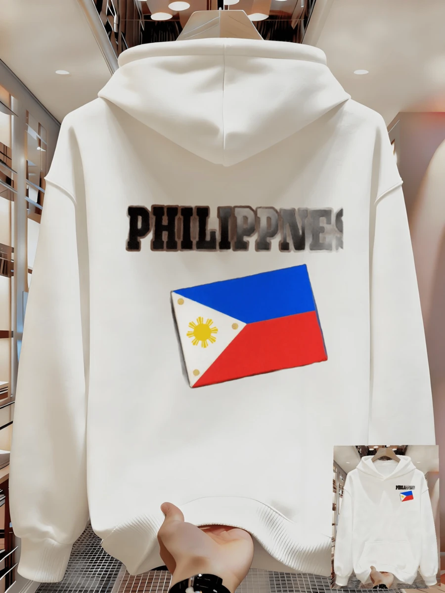 Sudadera Casual con Patrón Geométrico para Hombre - Poliéster Lavable aáquina con Bolsillo Canguro | Elección Perfecta para Sudadera de Primavera y Otoño - Blanco - Ver 1