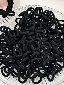 100pcs Black Hair Ties, Elastic Rubber Hair Bands, Women's Solid Color Ponytail Holders, Hair Accessories, High Elastic Towel Hair Ring, All-Purpose Hair Bands For Hairstyling Diy - Black - View 2