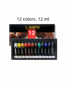 24 Colors Acrylic Painting Set, Acrylic Colors Paints, 2oz/60ml Bottles, With 5 Paint Brushes, 1 Sponge And 1 Palette, No Fading, Rich Pigment, For Artists & Adults, Paints On Rocks, Crafts Canvas, Wood, Fabric, Ceramic & Stone, 12/24 Colors, 12 Ml Acrylic Paint - As Shown - View 8