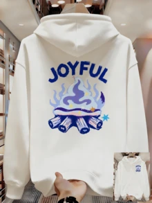 Sudadera Casual con Patrón Geométrico para Hombre - Poliéster Lavable aáquina con Bolsillo Canguro |   Elección Perfecta para la Temporada de Primavera y Otoño para Hombres - Blanco - Ver 8