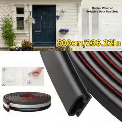 1PC 6m/236.22inch D-Shape Sealing Strip Door Sealing Strip Cut To Size Dust Prevention Easy Installation Eliminate
