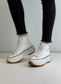 Calzados soraia, Zapatillas de piel de caña alta. - Blanco - Ver 3