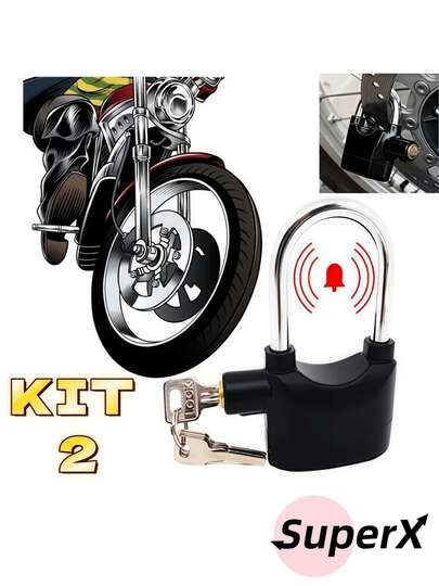 Alarme Antifurto para Motocicleta - Cadeado de Segurança com Sensor de Impacto 120dB