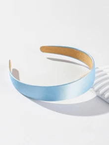 1pc Macaron Bright Color Solid Flat 3cm Wide Headband, Wide Padded Headband Head Accessories Hairband Beauty Home Hair Accessories - Baby Blue - View 3