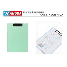 Portapapeles Calidad A5 de Colores en 4 Tonos Vibrantes y Resistentes – Elaborados con Material Duradero, Clip Metálico de Sujeción Firme, Superficie Estable para Escribir y Diseño Ligero Ideal para Oficina, Escuela, Proyectos, Reuniones, Presentaciones y Organización Diaria - verde menta - Ver 4