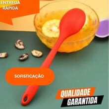 Kit 04 Colher Redonda de Silicone 27cm Grande Linha Resistente Premium Para Casa Restaurante - Multicolorido - Visão 5