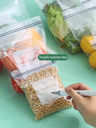1/10/15/20/65PCS Kitchen Sealed Fresh-Keeping Bags, Transparent Zip Line Sealed Refrigerator Frozen Food Storage Bags, Kitchen Food Storage And Organizer, Suitable For Grain, Fruit, Vegetable, Meat, Dried Fruit And Snack Sorting Bags