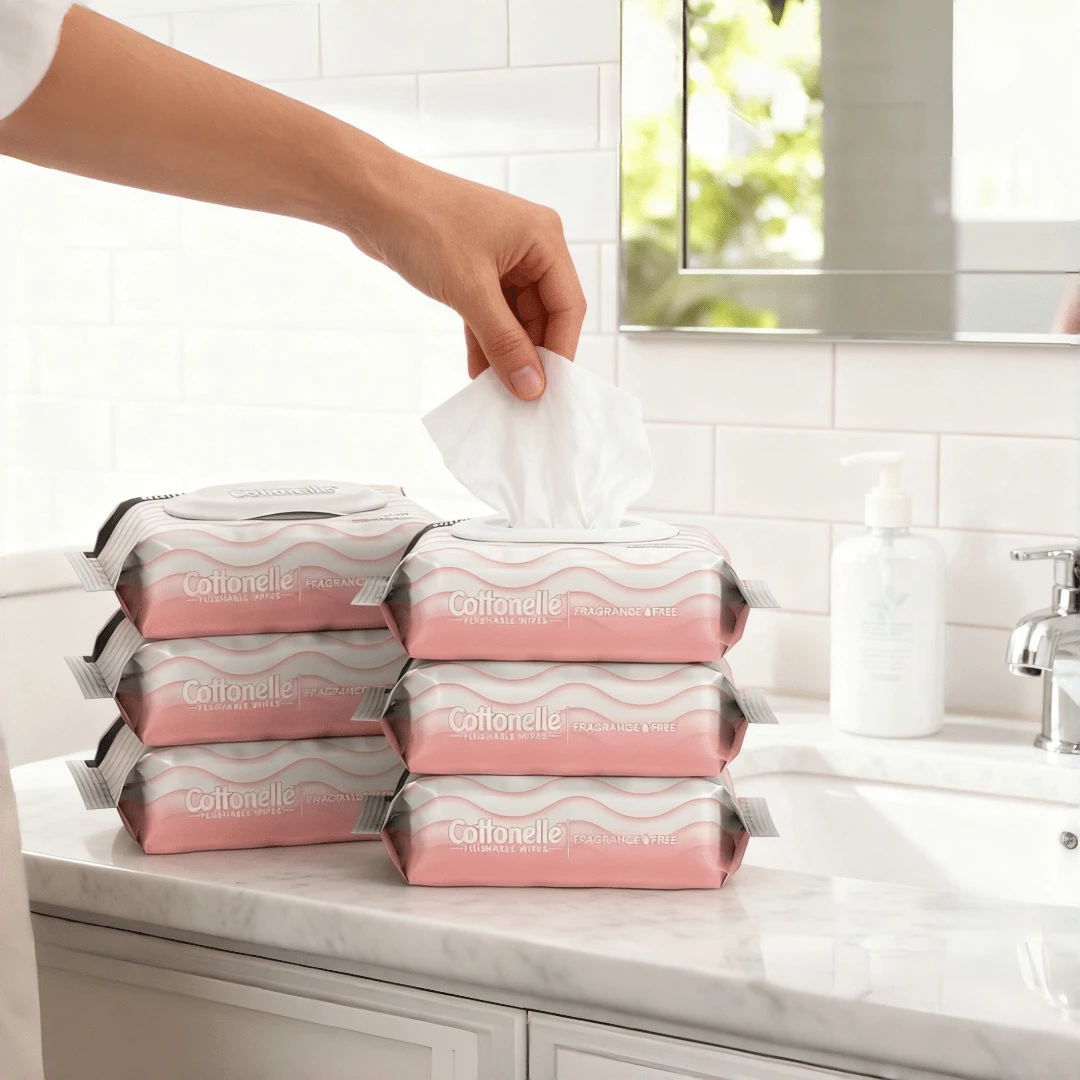 Cottonelle Flushable Wipes, Unscented, 2-Pack Flip-Top (84 Wipes Total), Adult Personal Wipes, Fresh And Gentle, Water-Based Formula - Toilet Paper Alternative, Bathroom Essential, Gentle On Skin, Alcohol-Free, Fragrance-Free, Suitable For Daily Cleaning, Suitable For Septic Tanks, Convenient For Travel, Soft Texture, Body Wipes, Home Storage, Personal Hygiene, Moisturizing, Family Pack - Nhiều màu - Xem 1