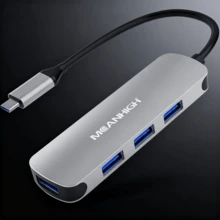 Concentrador USB de 4 puertos, adaptador portátil divisor USB A 3.0 y 2.0 de MEANHIGH para portátiles, miniextensores USB Plug and Play para PC, memorias USB y discos duros externos. - Concentrador - Puerto C - USB 3.0 - Ver 3