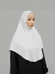 1pc Women's Solid Color Balaclava Ski Mask Neck Warmer Elastic Headband Turban, Breathable Comfortable Stretchy Wide-Brim Sweat-Absorbent Non-Slip Multifunctional Sports Headwear, Minimalist Fashion Scarf, Hood And Matching Headband In One, Easy To Wear And Go Out Stylishly - Black - View 3