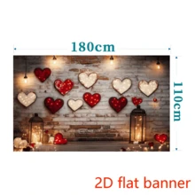 2D Flat Banner[ValentineS Day Housewarming Backdrop Design] 1pc Romantic ValentineS Day Polyester Backdrop - Heart Design With Retro Lanterns, No Electricity Needed, Ideal For Housewarming, Anniversary, General Celebrations