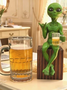 [Tactil interesant] Statuie extraterestră bând bere - Un obiect decorativ distractiv cu tematică spațială, reprezentând un extraterestru verde care ține un pahar de bere. Este perfectă pentru a fi așezată pe un birou sau pe un raft de cărți, un cadou ideal pentru fanii SF și o alegere excelentă pentru Crăciun, sărbători sau pentru a fi oferită prietenilor apropiați. De asemenea, un element indispensabil pentru decorul camerei cu tematică de sărbători și SF | Design jucăuș cu extratereștri | Meșteșug rafinat, decor de casă cu tematică extraterestră - Verde inchis - Vizualizare 3