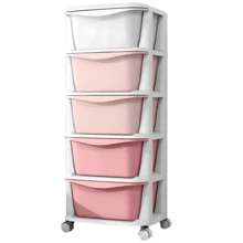 Plastic Drawer Storage Organizer Rolling Cart, With Wheels Casters & 5 Drawers Blue - Blue - View 11