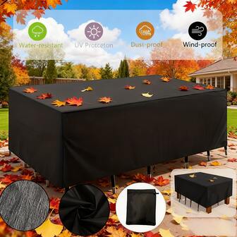 Outdoor Furniture Cover, Waterproof, Rain, Snow, Dust, Wind And UV Resistant, Oxford Cloth Garden Lawn Patio Furniture Cover, Black