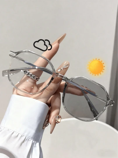 1副几何全框个性化优雅太阳镜，基础款女士时尚眼镜，适合夏季日常生活、约会装扮、外出装扮、假日礼物、户外配饰