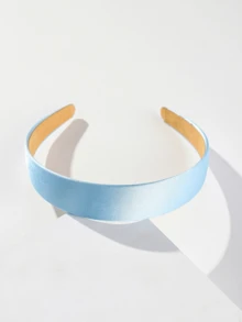 1pc Macaron Bright Color Solid Flat 3cm Wide Headband, Wide Padded Headband Head Accessories Hairband Beauty Home Hair Accessories - Baby Blue - View 2