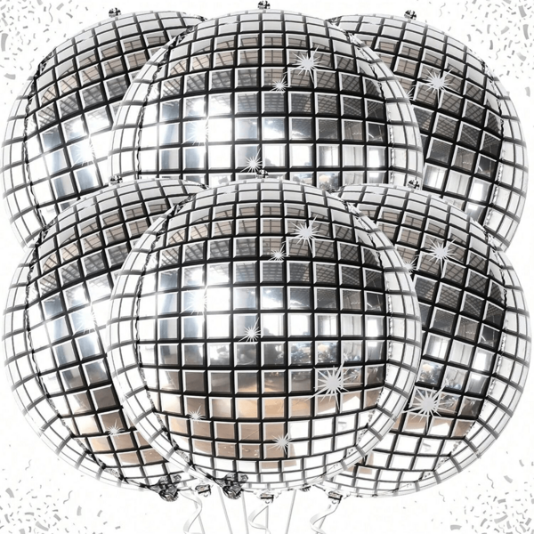 3/6pcs Silver Disco Ball Balloons - 22 Inch, 4D Sphere Disco Balloons, Suitable For Disco Party Decorations | 70s Party Decorations, Disco Decorations | Mamma Mia Party