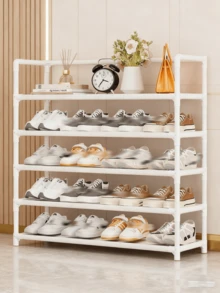 1pc Multi-Layer, Multi-Functional High-Capacity Shoe Rack, Space-Saving And Easy To Assemble, Entryway Storage Shelf For Home, Dormitory Or Living Room, Sneaker Display Stand (Available In Black And White) - Multicolor - View 5