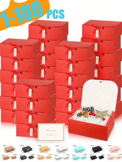 1/5/10 piezas Juego de cajas de regalo, caja de regalo de lujo con tapa y cinta, caja de regalo plegable, adecuada para boda, cumpleaños, negocios, Día de San Valentín, vuelta al colegio