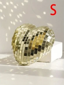 1 Pieza Bola de espejo de acrílico con forma de corazón, decoración de corazón dorado brillante, perfecta para el Día de San Valentín, bodas, fiestas y eventos románticos, adorno con forma de corazón dorado brillante, regalos románticos, decoración del hogar y dormitorio, centros de mesa para la sala de estar, ideal para decoración navideña y ocasiones especiales