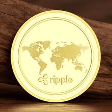 1枚瑞波币实物加密货币硬币，镀金纪念品，艺术收藏品