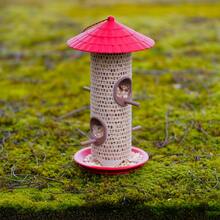 Classic Outdoor Hanging Bird Feeder - Heavy Duty ABS Plastic Mesh Seed Dispenser With Weather-Resistant Red Roof And Tray - Squirrel-Proof Design, Easy To Clean And Refill - Attracts Small Birds - 1L - View 3