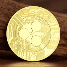 1枚瑞波币实物加密货币硬币，镀金纪念品，艺术收藏品