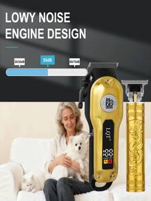 LQT 狗狗电动理发器套装 | 家用狗狗理发器 | 低噪音低震动，不伤皮肤 | 可修剪脚毛、脸部及全身毛发 | 配备宠物指甲钳 | 新手友好型套装，圣诞节宠物主人必备 - 金色 - 查看 3