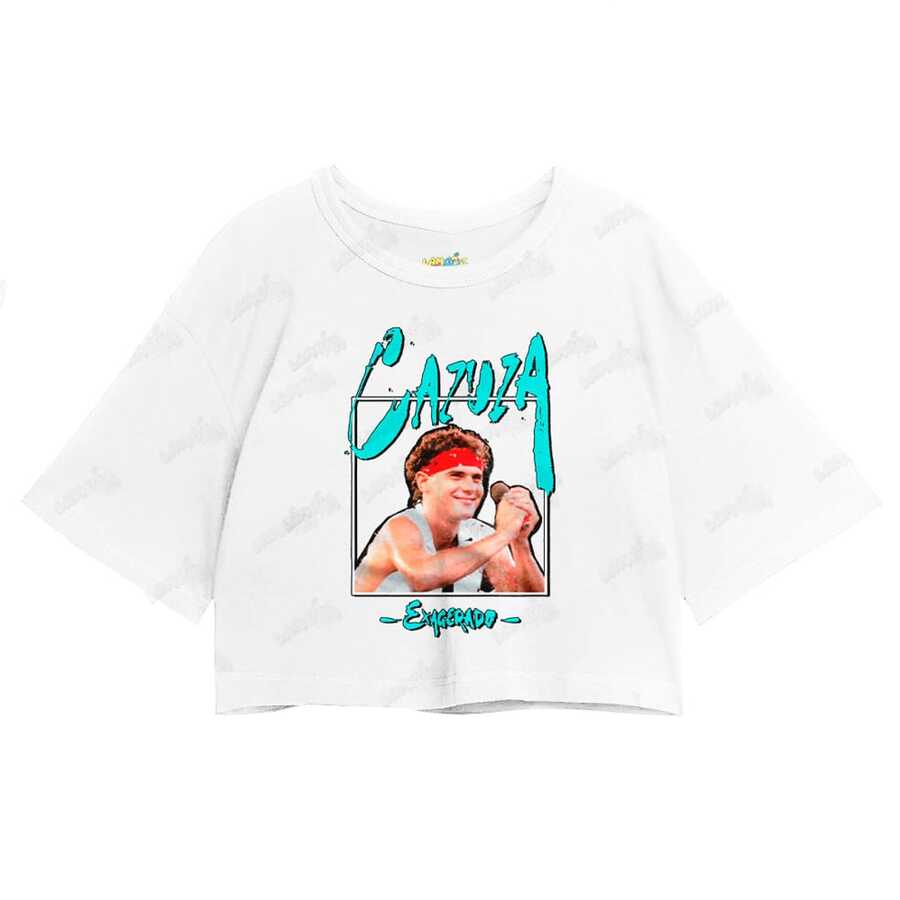 Cropped Oversized Algodão Barão Vermelho Cazuza Exagerado - Branco - Visão 1