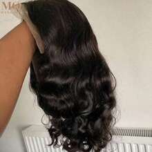 8-34英寸巴西原生人发混纺预拔毛高清透明蕾丝无胶假发 4*4 5*5 13*4 13*6 黑色波浪卷蕾丝闭合人发混纺假发 - 180%密度波浪卷假发,预拔毛,自然发色,自然发际线,无需胶水 - 自然色&黑色系 - 查看 13