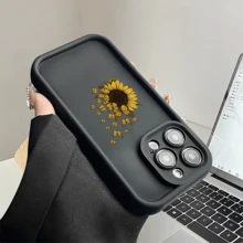 Mariposa girasolFunda estampada para teléfono, compatible con modelos como 16E/15/14/13/12/11/PRO/PLUS/PROMAX/MINI, S/A/M/NOTE, S/G/EDGE/E, Transition SPARK/HANTOM/CAMON/INFINIX, Honor 400/PLAY/X/Y, OPPO Reno/A/F, 14/Redmi/POCO/NOTE y otros. Transparente, sencilla, elegante y duradera, fabricada con material protector de TPU. Ideal para San Valentín, Halloween, Navidad y otras ocasiones festivas, ideal para uso personal o como regalo. - Negro - Ver 4