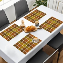 1 buc/4 buc/6 buc covorașe din in cu model în carouri, potrivite pentru masă, decor pentru toate anotimpurile, covorașe de masă moderne lavabile, decor pentru cameră, suporturi pentru pahare, covorașe pentru bucătărie, decorațiuni pentru petreceri de interior și exterior, decor pentru casă, cadou ideal - Multicolor - Vizualizare 4